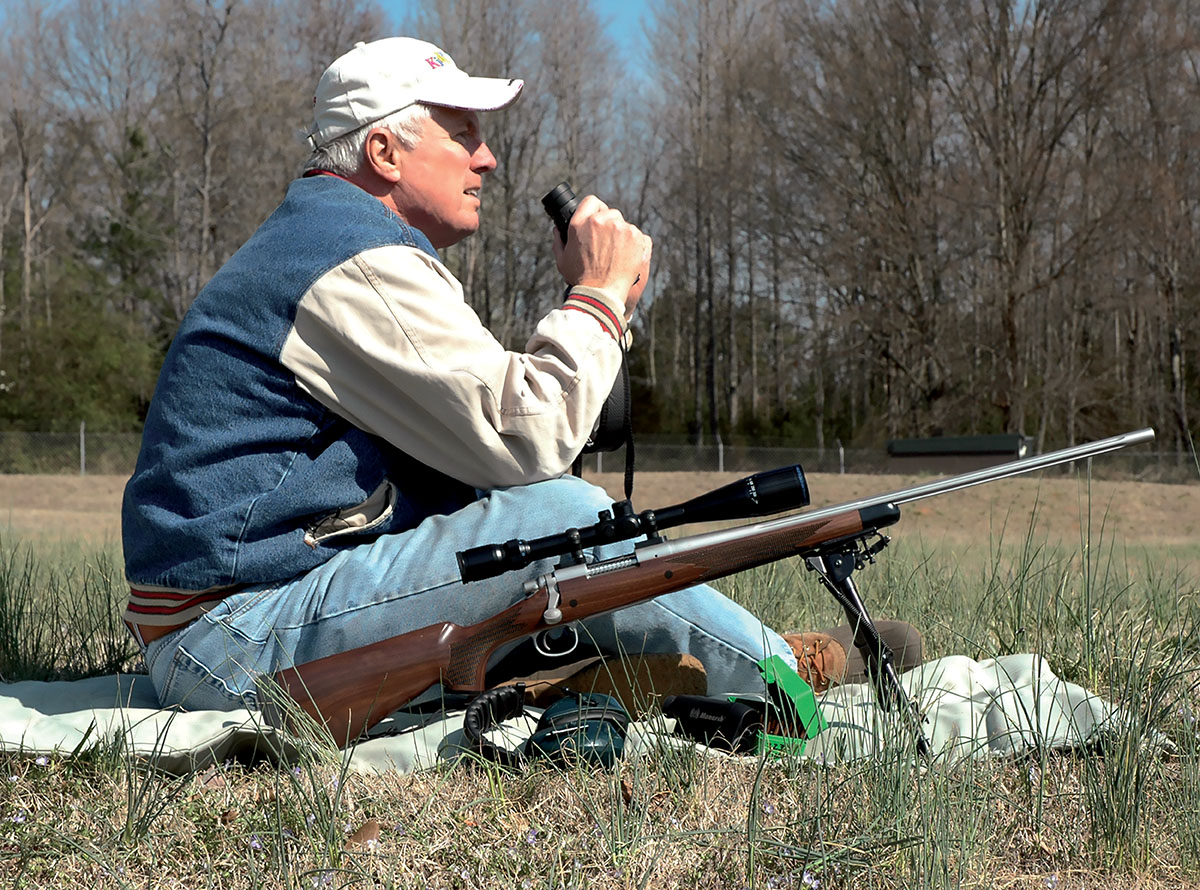 Layne in the field with his extremely accurate Remington Model 700 CDL Limited Edition rifle with walnut stock and stainless steel barreled action in 222 Remington.